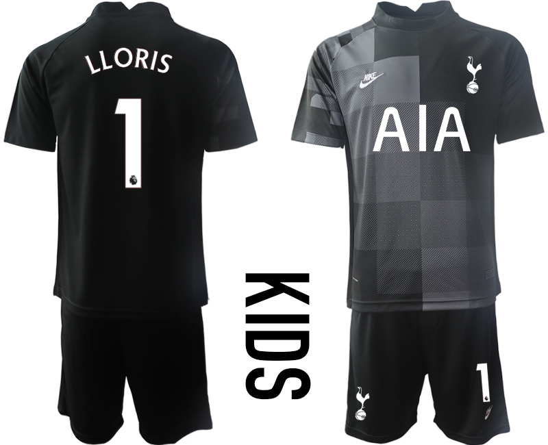 Youth 2021-2022 Club Tottenham black goalkeeper #1 Nike Soccer Jersey